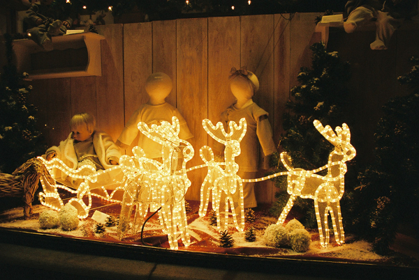 trenó iluminado com renas - onde está o Papai Noel?